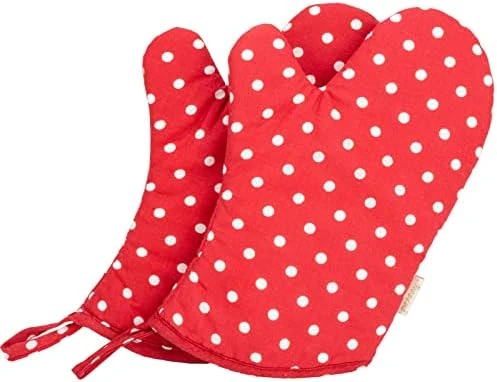Kitchen Oven Mitts For Kids, Heat Resistant Cotton Oven Gloves Set Of 2 For Cooking Baking, Kitchen Gloves For Farmhouse Restaurant, Polka Dots Pink - Image 9