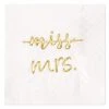 Gold Foil Miss To Mrs Cocktail Napkins For Bridal Shower Engagement Bachelorette Party Dessert Beverage Table Party Supplies, Disposable Napkins, 3 Ply, 50 Count