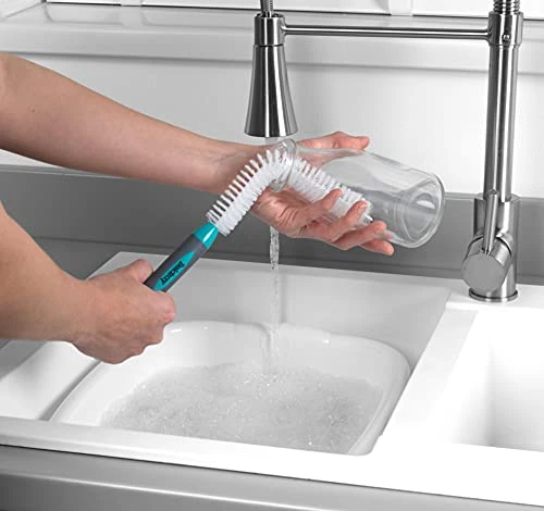 LA082770EU7 Bottle Pack Of 3 Flexible Brush Head Non-Slip Handle Soft Bristles Turquoise/White, 3 Pack - Image 5