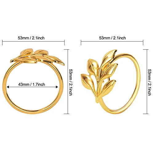 Set Of 20 Leaf Napkin Rings Metal Gold Napkin Holder Table Napkin Rings For Dinning Table Parties Everyday (Ye Zi-Gold 20) - Image 4