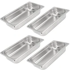 4 Pack 1/3 Size X 2.5 Inch Deep Steam Table Pan, 12.8"x6.9"x2.6" Stainless Steel Anti-Jam Hotel Pan For Food Warmer, Buffet Server, Restaurants And Catering Supplies, 22 Gauge