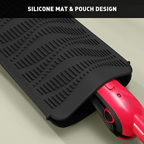 Silicone Heat Resistant Mat,Flat Iron Holder,Used As Heat Resistant Pad And Storage Pouch For Hot Hair Tools.(Wave,Black) - Image 2