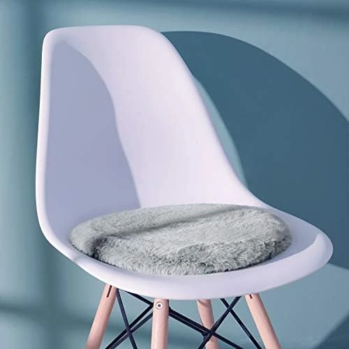 Pink Round Dorm Fur Chair Cushion Pad With Furry Faux Fur Cover Small Mini Cute Seat Cushion For Kids Desk Chair Teen Girls Bedroom Décor 14 Inch - Image 9