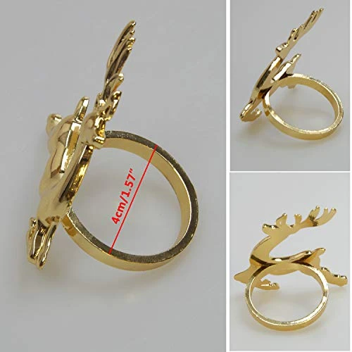 (Set Of 6) Gold Reindeer Dinner Napkin Rings For Christmas Lunch Dinner Party Tableware Napkin Set Christmas Decorations Napkin Holder - Image 4