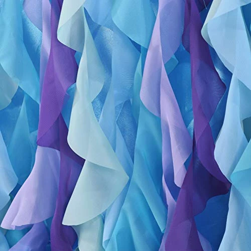 Mermaid Curly Willow Tulle Ruffle Table Skirt For Baby Shower,Baby Shark Birthday Party,Tutu Rectangle Table Skirt 6 Ft - Image 5