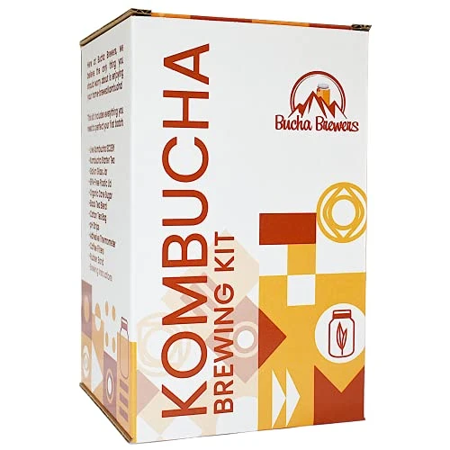 Bucha Brewers Deluxe Kombucha Starter Kit With Kombucha SCOBY & Starter Tea, Full Kombucha Kit With Bottles Swing Top Glass Bottles Kombucha Brewing Kit + 6 Bottles To Flavor Kombucha (Amber Bottles)
