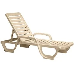 Ase Of 18 Grosfillex Bahia Stacking Adjustable Resin Chaise - Sandstone