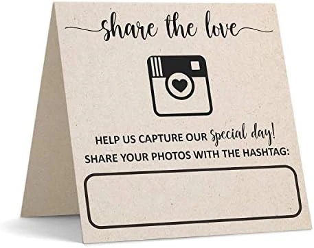 Wedding Hashtag Signs 5" X 5" Folded (Set Of 24) Rustic Kraft Tan Tent Cards For Table Placecard - Square Write On Large Oh Snap Photo Share Love - Made In USA - Image 4