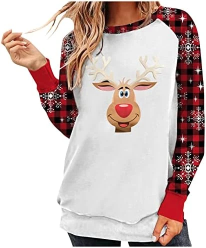 Sweatshirts For Women Loose Fit Fall Crew Neck Sweatshirts Long Sleeve Christmas Print Fashion Pullover Top Fall Clothes - Image 8