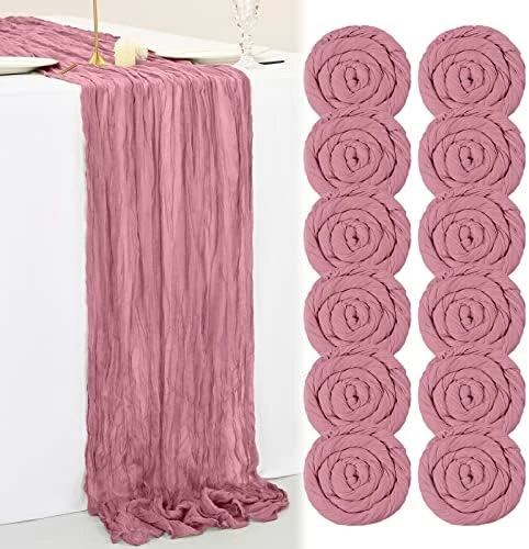 6 Pack Sage Green Cheesecloth Table Runner 13Ft Boho Gauze Table Runner Cheese Cloth Long Rustic Sheer Table Runner For Wedding Bridal Baby Shower Birthday Party Cake Table Arbor Decorations - Image 11