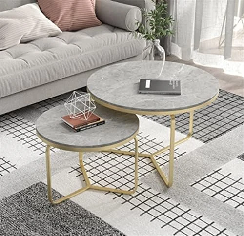 Rock Slab Coffee Table Creative Round Minimalist Scandinavian Style Living Room Small Coffee Table Small Table Marble (Color : Gray, Size : 60 * 45 * 37cm) - Image 6