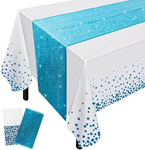 Rose Gold Tablecloth, 12x108inch Sequins Table Runners And 54x108inch Plastic Table Cloths For Party Decorations, Sparkling Party Supplies Table Cover For Indoor Outdoor Parties - Image 10