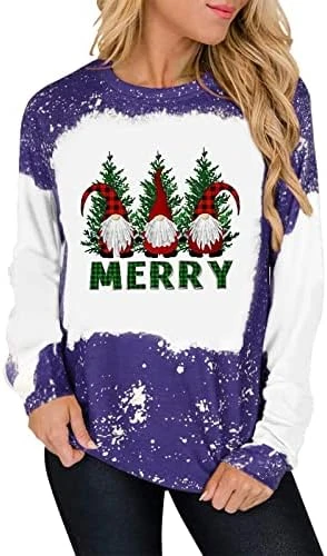 Womens 2022 Fall Fashion Tops Cute Loose Tops Sweatshirts Long Sleeve Christmas Print Crew Neck Pullover Top Streetwear - Image 7