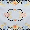 Embroidered Easter Bunny Egg Floral Table Runner 15x34 Oval White