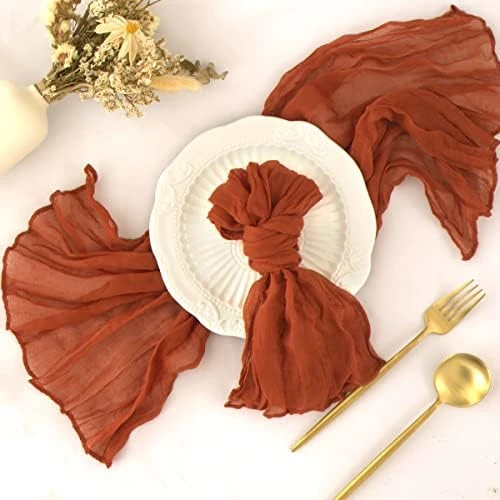 Cheesecloth Napkins 21"x21" Set Of 6 Cotton Dinner Napkins Rustic Linen Table Napkins For Wedding Party Baby Shower Dusty Pink - Image 14