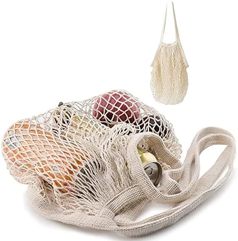 5 Pack Cotton String Shopping Bags Reusable Washable Grocery Mesh Bags Organizer For Grocery Shopping Produce Net Bags With Longhandle For Fruit Vegetable Storage - Image 11