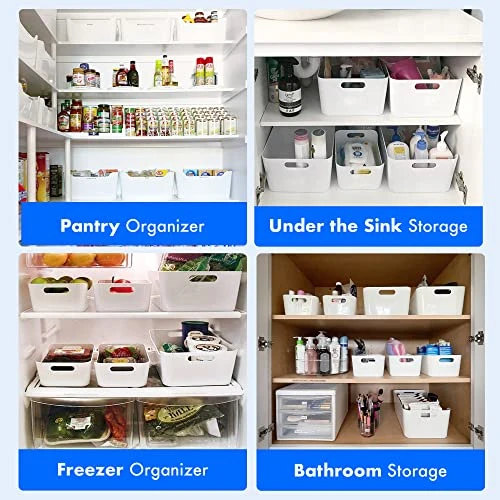 Pantry Organization And Storage Baskets, Pantry Organizer Bins White Pantry Storage Bin Plastic Storage Bins Pantry Plastic Bin Organization Under Sink Organizers And Storage Container Organizing Bin - Image 5