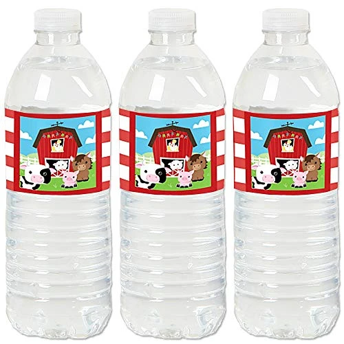Farm Animals - Barnyard Baby Shower Or Birthday Party Water Bottle Sticker Labels - Set Of 20