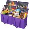 4-Pack Insulated Grocery Bags For Food Transport, X-Large Thermal Bag For Hot Cold Meal, Cooler Bag For Shopping, Delivery, Purple