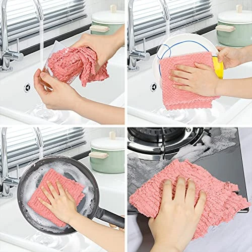 Dish Cloths - Dish Towels Ultra Absorbent, 12 Pack Dish Towels For Kitchen, Reusable Cleaning Towels Easy Care, Durable Kitchen Towels, Cleaning Rags 11.8 Inch X 11.8 Inch Drying Fast - Image 5
