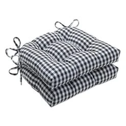 Outdoor/Indoor Dawson Pewter Chair Pads, 15.5" X 16", Black 2 Count