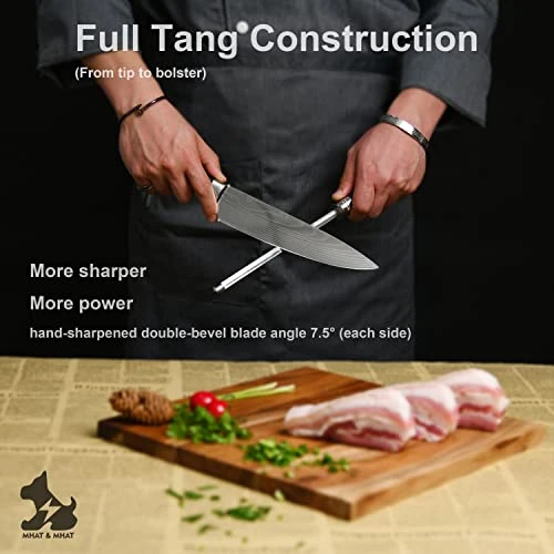 9pcs Essential Kitchen Knife Block Set Pro, Ergonomic Pakkawood Handle, Sharper Steel - Image 2