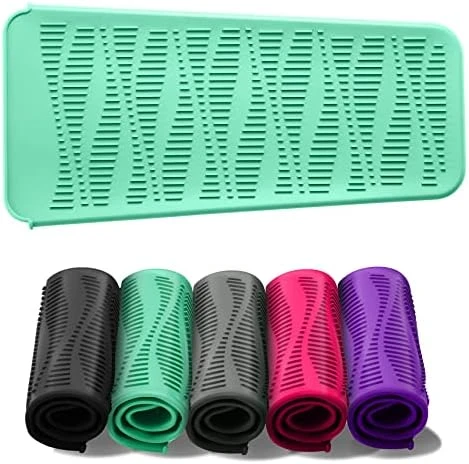 Silicone Heat Resistant Mat,Flat Iron Holder,Used As Heat Resistant Pad And Storage Pouch For Hot Hair Tools.(Wave,Black) - Image 14