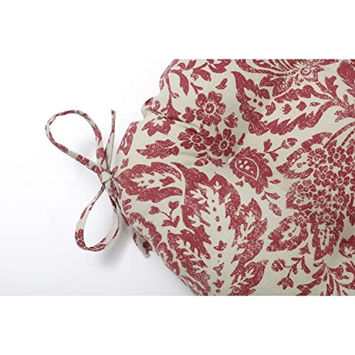 Fairhaven Paisley Indoor/Outdoor Patio Reversible Chairpad With Ties, Weather And Fade Resistant, 15.5" X 16", Red/Tan, 2 Count - Image 3