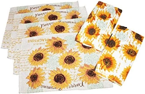 3 Pc Sunflower Kitchen Towel Set - 100% Cotton, Perfect Sunflower Kitchen Decor Set, Sunflower Gifts, Comes In A Gift Bag For Givingmats - Comes In An Organza Bag So It's Ready For Giving! - Image 9