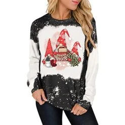 Pullover Sweatshirts For Women Cute Loose Tops Christmas Print Long Sleeve Sweatshirts Fashion Pullover Top Fall Clothes