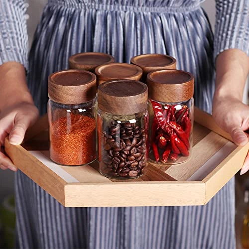 6 Pcs Small Glass Spice Jars With Label,High Sealing Threaded Mouth,with Black Printed Spice Labels - 8.79oz /260ml*6,Empty Cylinder Spices Bottles,Storage Jars With Airtight Screw Lids - Image 4