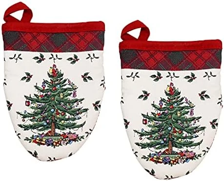 Spode Christmas Tree Collection, 3pc Kitchen Towels, Red Tartan - Image 7
