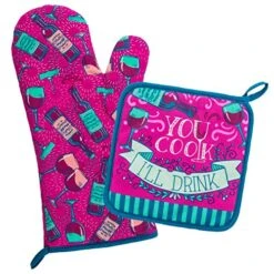 Wit Gifts Oven Mitt & Pot Holder, Wine