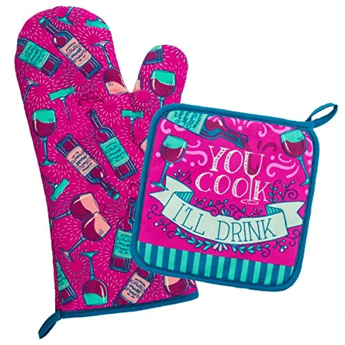 Wit Gifts Oven Mitt & Pot Holder, Wine