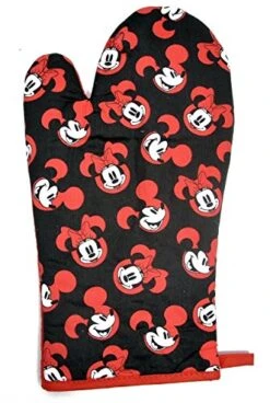 Disney Oven Mitt Pot Holder & Dish Towel 3 Pc Kitchen Set (Mickey Minnie Red)