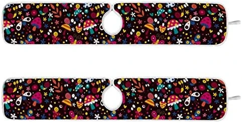 2 Pack Kitchen Faucet Mat Absorbent Washable Sink Splash Guard Faucet Drip Drying Mat Bar Countertop Water Catcher Mat Large 30x5 Inch Flowers Butterflies Mushroom Snails Pattern Kids - Image 7