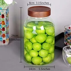 2 Pack 95 OZ Glass Jar With Screw On Lid, Large Glass Canister With Airtight Wooden Lid For Kombucha, Sun Tea, Meal Prep, Food Storage, Drinking, Overnight Oats, Dry Food, Spices, Salads, Yogurt