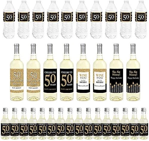 Big Dot Of Happiness Adult 60th Birthday - Gold - Mini Wine Bottle Labels, Wine Bottle Labels And Water Bottle Labels - Birthday Party Decorations - Beverage Bar Kit - 34 Pieces - Image 7