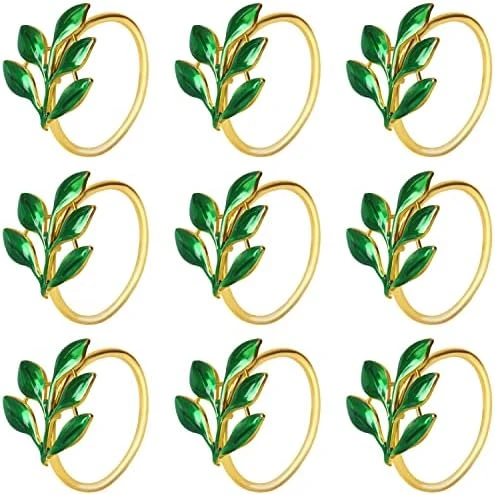Set Of 20 Leaf Napkin Rings Metal Gold Napkin Holder Table Napkin Rings For Dinning Table Parties Everyday (Ye Zi-Gold 20) - Image 13