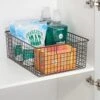 MDesign Metal Wire Food Storage Basket Organizer With Handles For Organizing Kitchen Cabinets, Pantry Shelf, Bathroom, Laundry Room, Closets, Garage - Concerto Collection - 6 Pack - Bronze