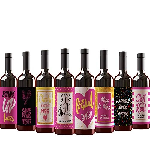 8 Bachelorette Party Wine Bottle Labels Stickers For Women, Bachelorette Bash, Party Favors, Supplies, Gifts And Decorations (WINE NOT INCLUDED)