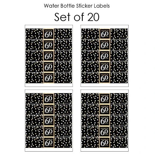 Adult 60th Birthday - Gold - Birthday Party Water Bottle Sticker Labels - Set Of 20 - Image 3
