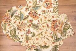 Amelia Round Floral Placemat Cotton Quilted Reversible Machine Washable Single Round Placemat Red