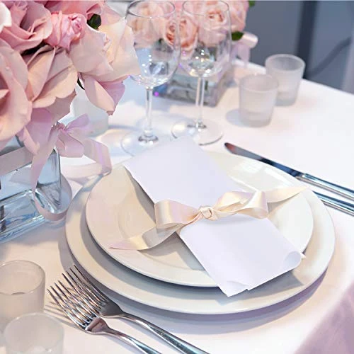 Cloth Napkins - 17 X 17 Inch Red Solid Washable Polyester Dinner Napkins Great For Weddings, Parties, Holiday Dinner & More (White, 17 X 17 Inch Cloth Napkins - 12/pc) - Image 6