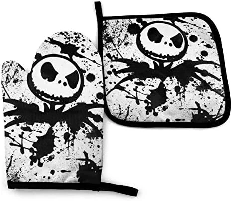 Cotton Kitchen Oven Mitt Gloves And Potholder Kitchen Gift Set, Machine Washable And Heat Resistant For Safe,BBQ,Cooking, Baking (The Nightmare Before Christmas) - Image 11