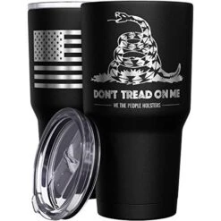 - Gadsden Flag - Dont Tread On Me - Snake Tumbler - American Flag Coffee Travel Mug - American Made Travel Mug - Double Insulated Tumbler - 30 Oz
