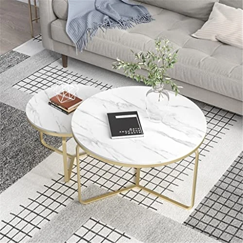 Rock Slab Coffee Table Creative Round Minimalist Scandinavian Style Living Room Small Coffee Table Small Table Marble (Color : Gray, Size : 60 * 45 * 37cm) - Image 4