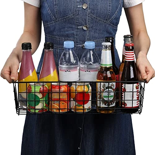 3 Pack Metal Wire Storage Organizer Basket, 16.2" X 6.3" X 4.4" Bin Basket With Handles, Versatile Organizer For Kitchen, Pantry, Closet, Laundry Room, Cabinets, Bathroom - Black - Image 6