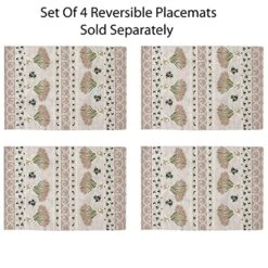 Vence Wheat And Olives Country French Fabric Placemats By Home Bargains Plus, Indoor Outdoor, Stain And Water Resistant, Wrinkle Free Placemats, Set Of 4 Placemats