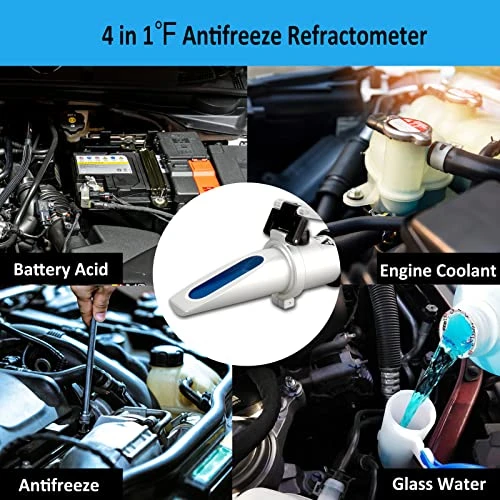 Antifreeze Refractometer In Fahrenheit Coolant Refractometer Antifreeze Tester For Checking Freezing Point Of Automobile Antifreeze System, Battery Fluid, Glycol, Coolant, 4 In 1 Antifreeze Tester - Image 3